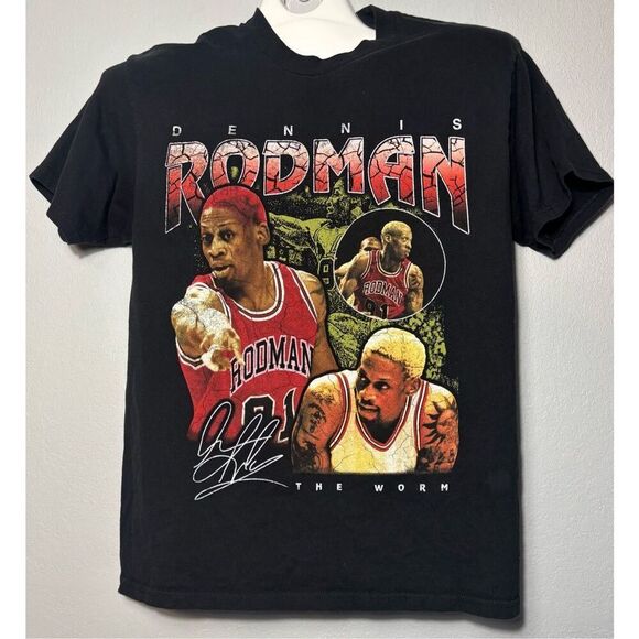 Dennis Rodman Apparel T-Shirt Mens Medium NBA Basketball Style Streetwear Black - Picture 3 of 5